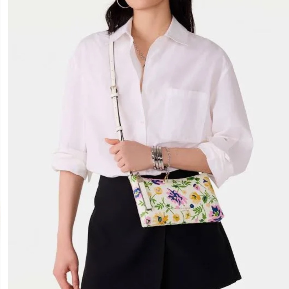 Kate Spade Sadie candied flowers Crossbody Bag cream and multi color NWT - Picture 3 of 10